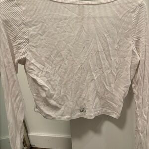 Alo white button up top long sleeve